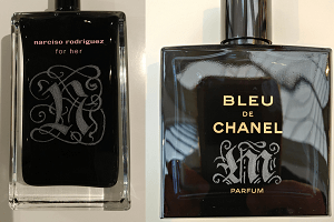 Gravierte Parfum-Flacons einer Aktion im Breunigerland