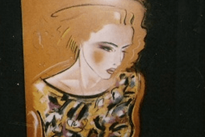 Frau mit Shirt, Technik: Pastellkreide, Quelle: Unbekannt