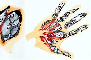 Technisches Tattoo, Technik: Graphit, Copicmarker