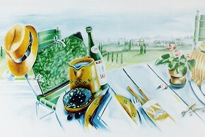 Toskana, Technik: Acryl, Polychromos auf Leinwand, Quelle: Leslie Forbes