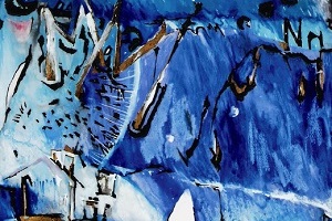 Titel: Daheim in Blau, Technik: Acryl auf Leinwand