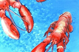 Titel: Hummer, Technik: Acryl auf Leinwand, Quelle: Unbekannt