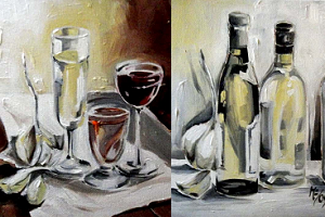 Titel: Wein, Technik: Acryl auf Leinwand, Quelle: Unbekannt
