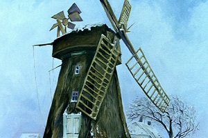 Titel: Windmühle, Technik: Acryl auf Leinwand, Quelle: Unbekannt