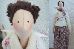Stoffpuppe nach Tilda mit Engelsflügeln